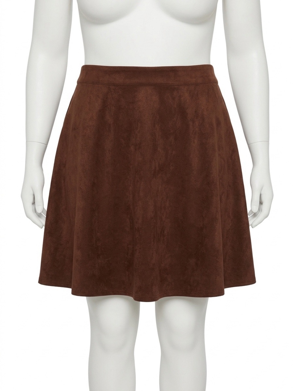 Cider Brown Suede-Look Skater Skirt